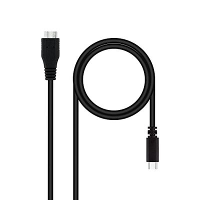 USB 3.0-kabel, USB-C naar Micro B, zwart, 1 m, ideaal voor gegevensoverdracht en het opladen van apparaten.