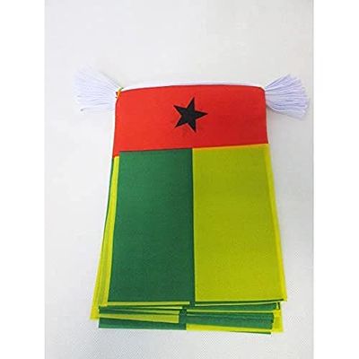 GHIRLANDA 12 metri 20 BANDIERE GUINEA-BISSAU 45x30cm - BANDIERA GUINEANA 30 x 45 cm - FESTONE BANDIERINE - AZ FLAG