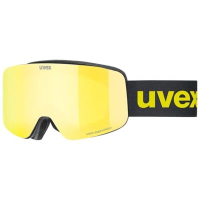 uvex pwdr FM, Skibril Unisex kinderen, black matt/yellow-clear, one size