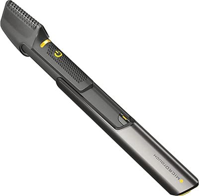 MICROTOUCH - Tondeuse Cheveux & Corps Sans fil Multi-Usage - 5 Embouts + 2 Piles + 1 Brosse Nettoyante - Lames en Acier Inoxydable - Matériau Titane