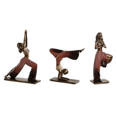 Home ESPRIT Decorative Figure Rose Gold Yoga Scandi 19 x 6 x 26 cm (3 Units)