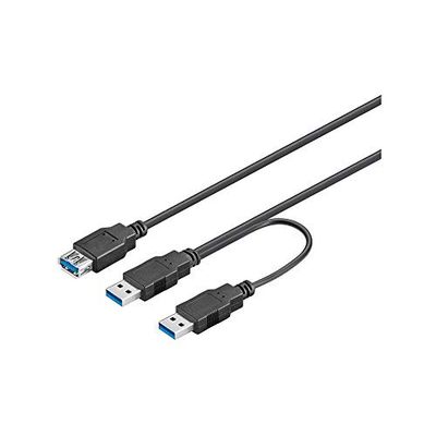 Goobay USB 3.0, 0,3 m - Cabo USB (0,3 m, 0,3 m, USB A, 2 x USB A, 3,0 (3,1 Gen 1), macho / feminino, preto)