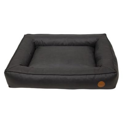 JACK AND VANILLA, Letto Box ergonomico per Cani, spazioso 100 x 70 cm, Design Elegante Nero, Materiali durevoli, Facile da Pulire, Isolamento Termico, Sicurezza Antiscivolo