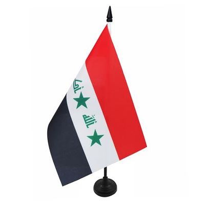 Tafelvlag Irak Oud 2004-2008 21x14cm - KLEINE Iraakse KANTOORVLAG 14 x 21 cm - AZ VLAG