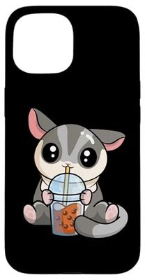 Cute Kawaii Boba Tea Bubble Tea Drinking Sugar Glider Lover Custodia per iPhone 15
