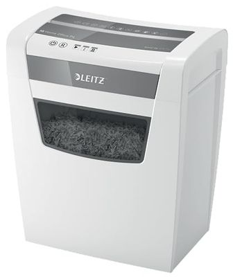 Leitz IQ 80090000 - Destructeur de documents Coupe Croisée - Home Office, Jusqu'à 12-10 feuilles (70-80 grs), Corbeille 23L, Blanc