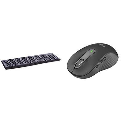 Logitech K270 Tastiera Wireless per Windows, Layout Internazionale QWERTY - Nero & Signature M650 L Mouse wireless - Per mani grandi, Durata Batteria 2 anni, Clic Silenziosi