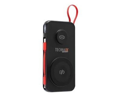 Batterie Externe 3-en-1 Technaxx 10000 mAh à Charge Rapide sans Fil, Batterie Portable TX-315 – Chargeur magnétique sans Fil pour Smartphones (15W) et Montres connectées (3W), Ports USB-A et Type-C
