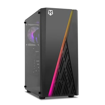 NOX HUMMER FROST -NXHUMMERFROST- Microtorre micro ATX,ATX, hasta 6 ventiladores 160mm, diseño gaming, tira LED ARGB rainbow, ventana cristal templado, graficas gran tamaño, USB 3.0, negro