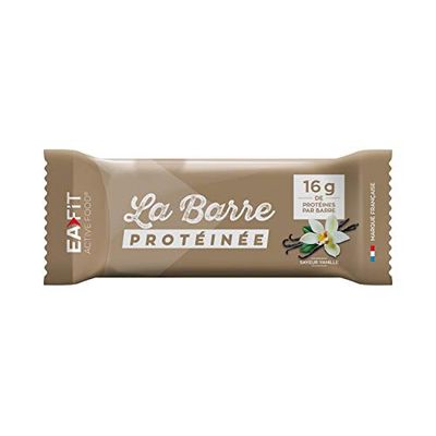 EAFIT La Barre Protéinée - Saveur vanille - Enrobée de chocolat au lait - 16g de protéines par barre - 5,5g de MG - faible en sucre - 12 vit et minéraux - Certifiée Anti-dopage