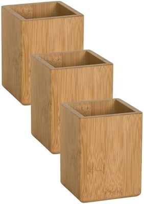 OSCO Bamboo Square Pen Pot (Pack of 3)