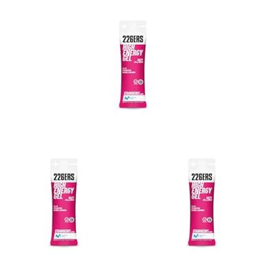 226ERS - High Energy Gel, Gel Energético para Deportistas, Ciclodextrina, Hidratos de Carbono y Aromas Naturales, Uso de Glucosa y Digestión, sin Gluten, Vegano, Sabor Salty Fresa, 1 x 76 g