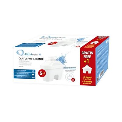 Brightium Filtros de Jarra, 5 Unidades más 1 de Repuesto, para filtración de Agua, eliminan impurezas y mejoran el Sabor del Agua Potable.