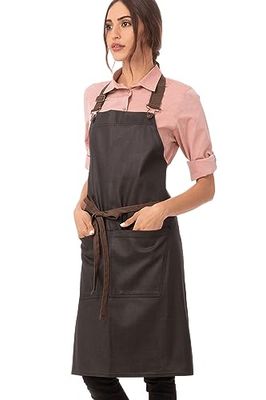 Chef Works Urban Wet Look Boulder schort zwart en bruin, 34" (B) x 30" (L) / 86,3(W) cm x 76,2(L) cm
