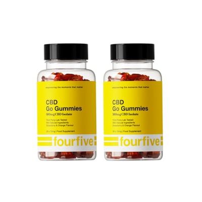 fourfive CBD Gummies - 300mg Strength for Sports Performance, Mental Wellbeing & Improved Sleep, Natural & Vegetarian Friendly (30 Count (Pack of 2))