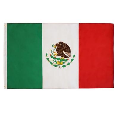 AZ FLAG - Bandiera Messico Premium - 150 x 90 cm - Bandiera messicana cucita e ricamata nylon 200 D con occhielli metallici incorporati - 200 g