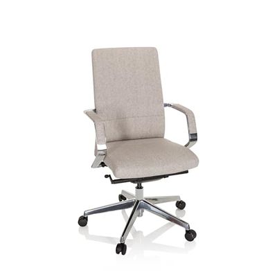 hjh OFFICE 601007 professionele bureaustoel BESSONA stof beige designer draaistoel met armleuningen, zitdiepte verstelbaar, ergonomisch