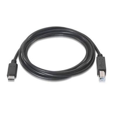 USB 2.0 printerkabel, 3A, USB-C naar M-B, 1M, zwart, ideaal voor snelle overdrachten en apparaataansluiting.