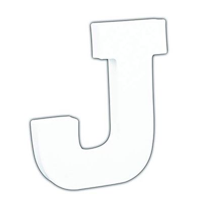 Décopatch AC739Cpack - Un Lot de 5 Supports en Papier Blanc mâché 1,5x10,5x12 cm, Petite lettre J