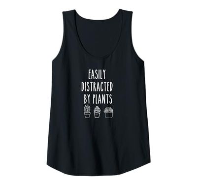 Womens Plants Lover Shirt Easily Distracted by Plant Mom Plant Dad Tank Top