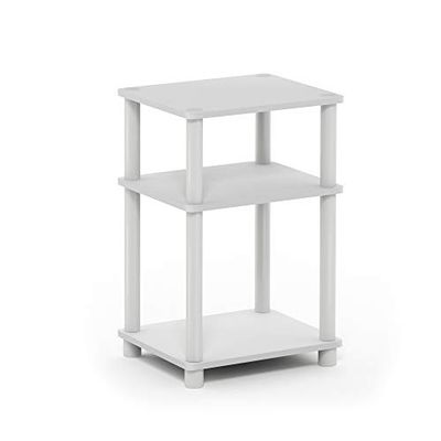 Furinno Just-Mesa auxiliar Turn-N-Tube de 3 níveis, embalagem de 1, branco/expresso