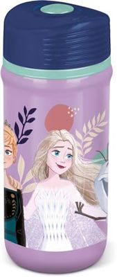 STOR TataWay in viaggio si cresce Disney Elsa Anna Olaf Gourde en plastique Violet Violet 390 ml avec bouchon anti-goutte