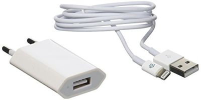 Devia USB-oplader 2.0, 1 A, met Lightning-kabel, wit