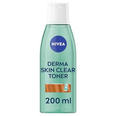 NIVEA Derma Skin Clear Toner (200ml), Cleansing and Hydrating Salicylic Acid Toner Enriched with Niacinamide to Rebalance and Remove Impurities, For Blemish-Prone Skin