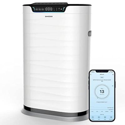 Purificateur d'air QXPure9 - CADR 600 m³/h - Jusqu'à 100 m² - Filtre HEPA 13 pour pollen, poussière fine, fumée, polluants et technologie QXAir+ avec 99,95% de destruction viruse/bactérienne