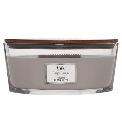 WoodWick vela aromática em forma de elipse com pavio crepitante, lumbre