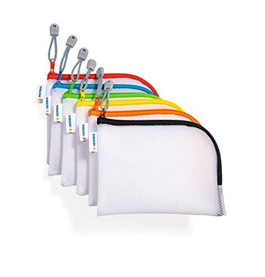 HERMA 20019 Zip Pocket Travel Case A6 Set of 10 Transparent (19 x 14 cm) Small Lockable Clear Zip Bag with Zipper for Mobile Phone, Charging Cable, Cosmetics, Pens, Toiletry Bag in Vari