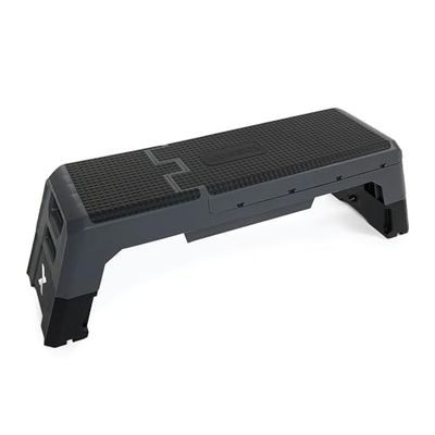 TREXO Aerobic Step 121,5 x 34,5 cm voor cardio- en fitnesstraining verstelbare hoogte 21-35,5 cm duurzaam van polypropyleen en TPR hoogwaardige aerobic step grijs