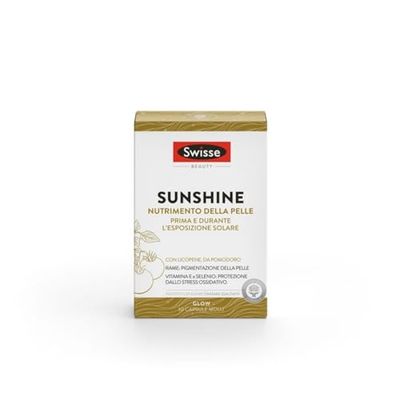 Swisse Sunshine - integratore alimentare - nutrimento della pelle prima e durante l'esposizione solare - a base di Rame, Selenio, Vitamina E, Licopene - 30 Capsule