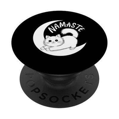 Bonito diseño de gato Namaste Moon PopSockets PopGrip Adhesivo