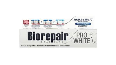 Biorepair, Dentifricio Pro White, 12 Confezioni da 60 ml, Dentifricio Sbiancante con Tecnologia del Polimero Sbiancente PVP,Ripara lo Smalto e la Dentina per Denti Bianchi e Brillanti,Senza Fluoro