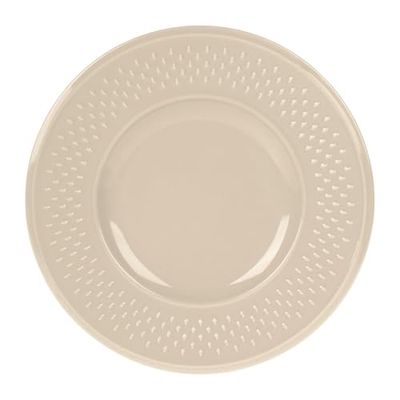 GENEVIEVE LETHU Plato de postre de loza gama grano de arroz Ø 21 cm, color topo, decoración de grano de arroz