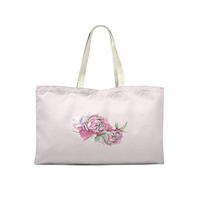 Bonamaison Tryckt tygväska, återanvändbar livsmedelsväska, shoppingväska, maskintvättbar, vikbar, tygpåse med handtag, 50 x 40 cm