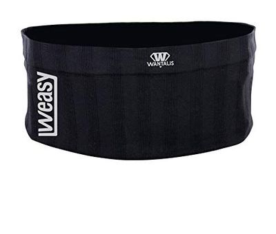 Wantalis Weasy Ceinture de Running 360° -Grande capacité, Extensible, Couture-Garantie Sans rebond Cinturón, Unisex Adulto, Negro, 42+