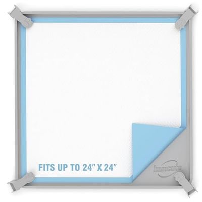 Supporto per tappetino per pipì, adatto per tappetini da addestramento fino a 61 x 61 cm, in silicone antiscivolo, vassoio per cuccioli con bordo alto per una facile pulizia con 8 morsetti di
