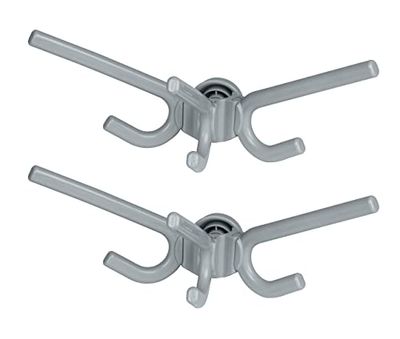 WENKO Triple Crochet Herkules, Lot de 2 pièces Set de 2, Crochet avec 3 accrochoirs Gris
