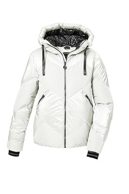 killtec Donna Giacca da sci/giacca da sci trapuntata con gonnellino da neve con cerniera KSW 100 WMN SKI QLTD JCKT, gebrochenes weiss, 42, 42036-000