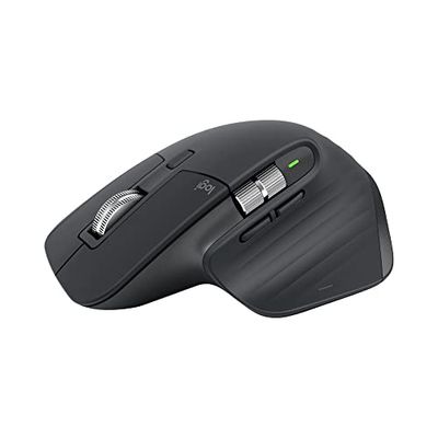 Logitech MX Master 3S-Mouse wireless ad alte prestazioni con scorrimento ultraveloce, ergonomico, 8K DPI, rilevamento del vetro, clic silenziosi, USB-C, Bluetooth, Windows, Linux, - Grigio scuro