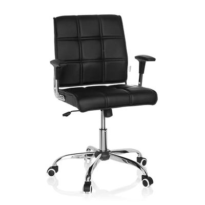 HJH OFFICE 719000 bureaustoel draaistoel ERNESTO kunstleer zwart, design klassieker, ideaal voor thuiskantoor of kantoor, ergonomische bureaustoel, bureaustoel, draaistoel, XXL directiestoel