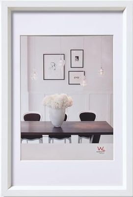 walther design Moldura de fotos branca 30 x 45 cm com passepartout, moldura de plástico Steel Style ES045W