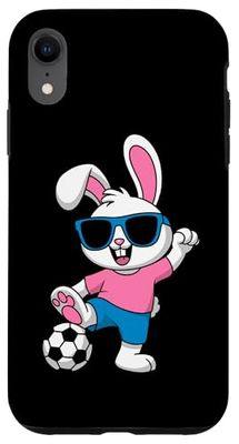 Cool Bunny Soccer Fun In Pink Sunglasses Case for iPhone XR