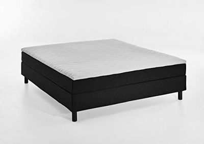 Atlantic Home Collection Happy Lit à Sommier Tapissier sans Tête de Lit, Matelas à Ressorts Bonnell, Niveau de Fermeté H2, Tissu, Noir, 160 x 200 cm, Hauteur de Couchage 58 cm