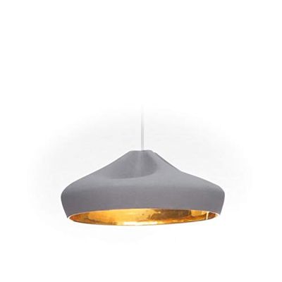 Lampada a sospensione LED 8-16W con paralume in ceramica e interno in smalto modello Pleat Box 47 colore grigio e oro, 44 x 44 x 26 centimetri (riferimento: A636-233)