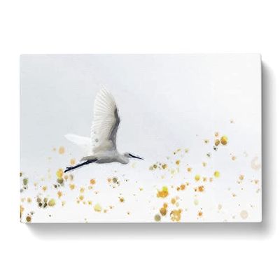 Great Egret Bird In Flight In Abstract Modern Art Canvas Wall Art Print Ready to Hang, Framed Picture for Living Room Bedroom Home Office Décor, 60x40 cm (24x16 Inch)
