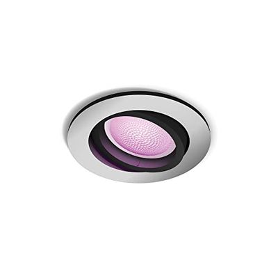 Philips Hue Smart Sportlight, Cirkulär, LED [GU10 Spot] med Bluetooth, Kompatibel med Alexa och Google Assistant, Vit, Paket med 2
