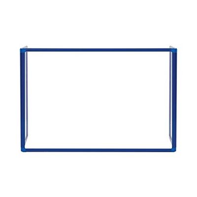 Bi-Office Trois écrans de séparation protectrice en verre pour le bureau, avec charnières et cadre en aluminium bleu, 120 x 90 cm et deux 60 x 90 cm